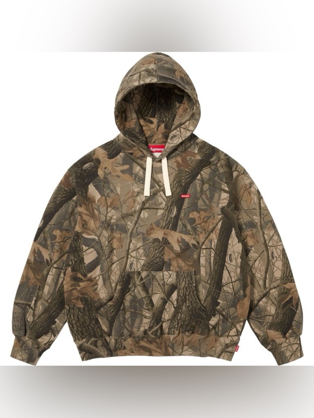Supreme Small Box Drawcord Hooded Sweatshirt SS26 Realtree Hardwoods Camo Sz XL